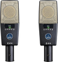 AKG Pro Audio C414XLS Pair Studio Grade Professional Large Diaphragm, Dual Capsule, Multi-Pattern, Vocal & Instrument Condenser Microphone with Aluminum Carrying Case. XLR Connector. Gray with Gold.