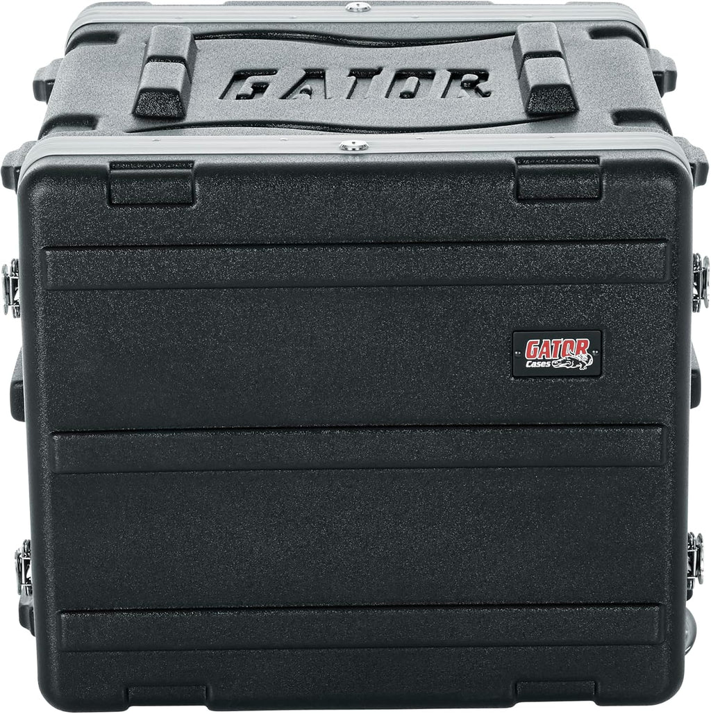 Gator Cases Lightweight Rolling 8U Rack Case with Heavy Duty Latches, Retractable Tow Handle, and Recessed Wheels, Standard 19.25' depth (GRR-8L)