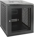 Tecmojo 12U Wall Mount Rack Network Cabinet for 19' IT Equipment,with Lockable Mesh Door and Removable Side Panels,Cooling Fan,Black,17.7inch Deep