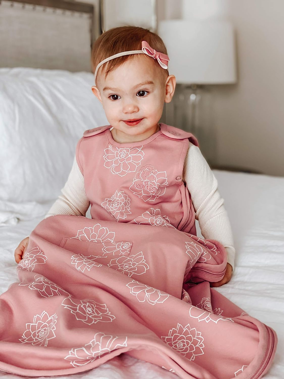 Woolino 4 Season Ultimate Baby Sleep Sack, Merino Wool Baby Sleeping Bag, Organic Cotton Outer, Adjustable 2-24 Months Size Fits Infants & Toddlers - Succulent