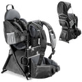 besrey Baby Backpack Carrier, Toddler Hiking Backpack with Safety 3-Height Seat, Adjustable Straps&Waist Belt, Foldable Frame Lightweight Large Capacity Child Carrier for Hiking (Shiny Black)