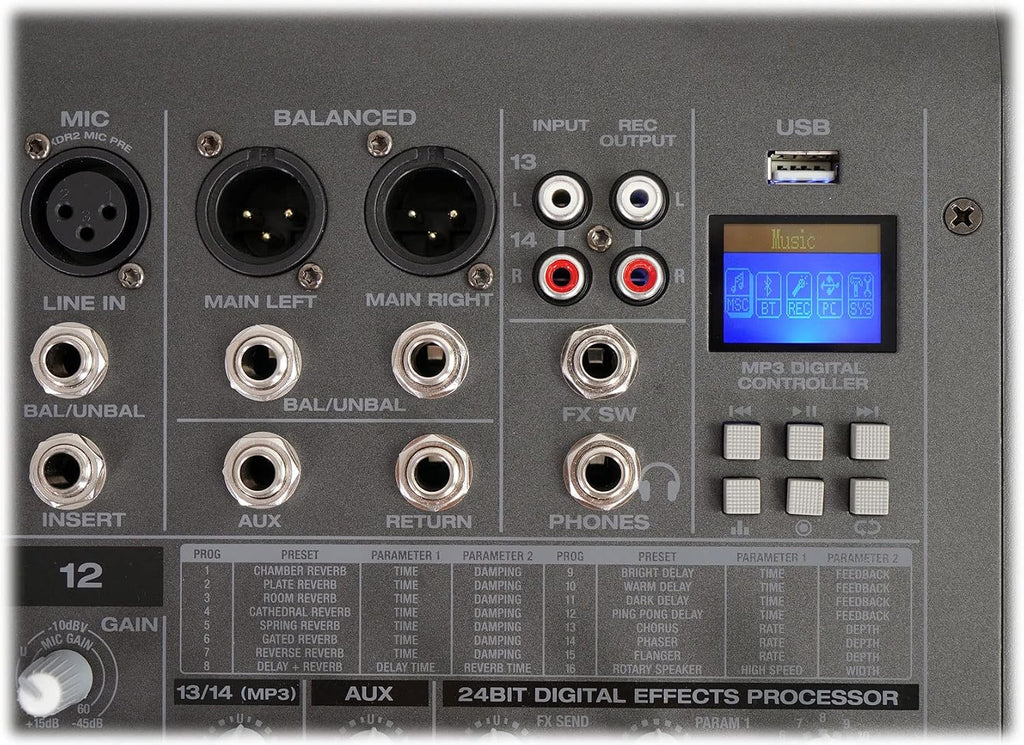 Rockville Bundle: RPM1470 14 Channel 6000w Powered Mixer w/USB, Effects/14 XDR2 Mic Pres Bundle with BP-MIX2621 Padded Mixer Bag Semi Rigid, Interior Straps 26'x21'x 8.5' (2 Items)