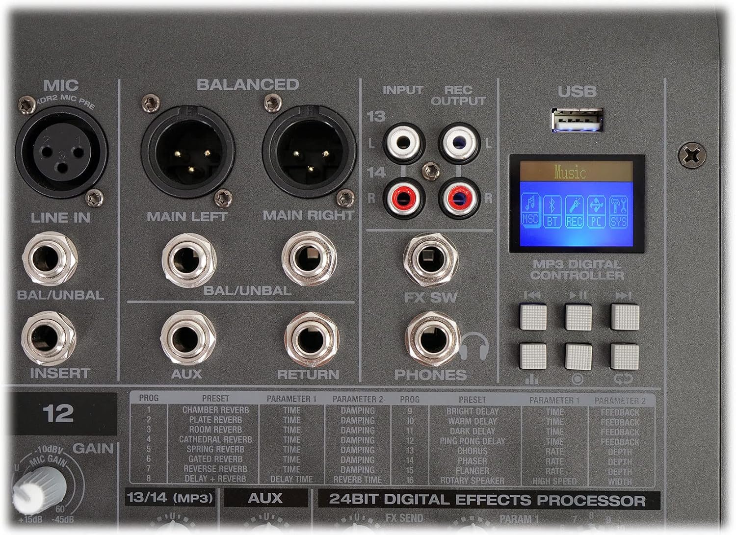 Rockville Bundle: RPM1470 14 Channel 6000w Powered Mixer w/USB, Effects/14 XDR2 Mic Pres Bundle with BP-MIX2621 Padded Mixer Bag Semi Rigid, Interior Straps 26'x21'x 8.5' (2 Items)