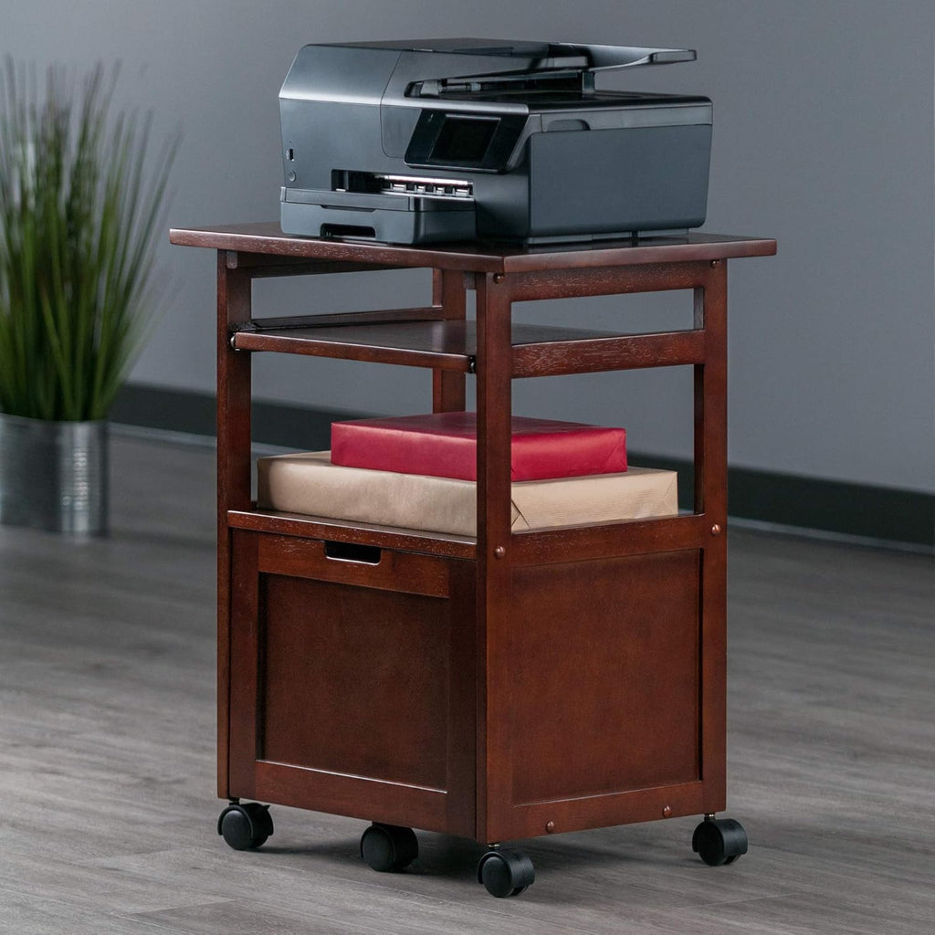 Winsome Piper 3-Shelf Wood Mobile Printer Stand, Brown (94427)