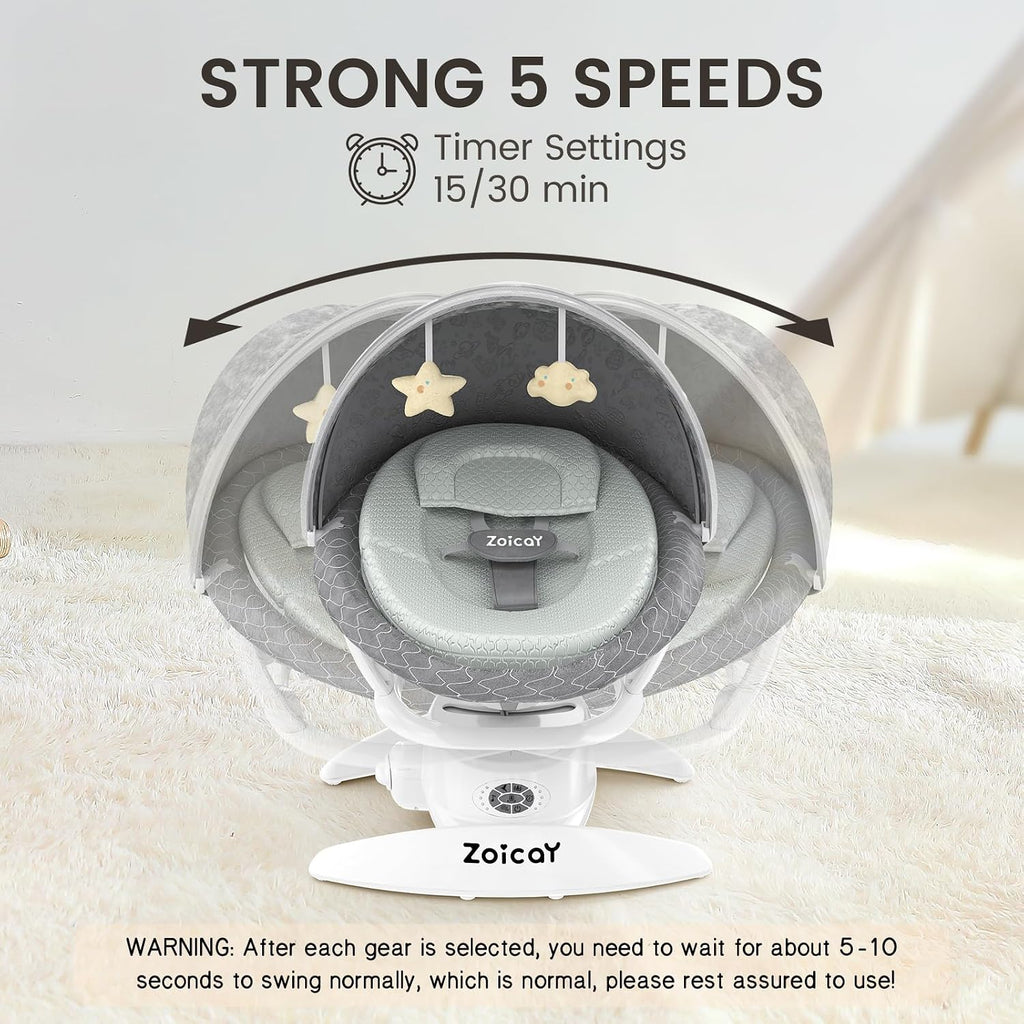 3-in-1 Baby Swing for Infants, Infant Swing with 5 Speeds & 3 Swing Modes, 12 Melodies, Electric Swing for Baby, Indoor & Outdoor Use, Up to 25 lbs, Gray