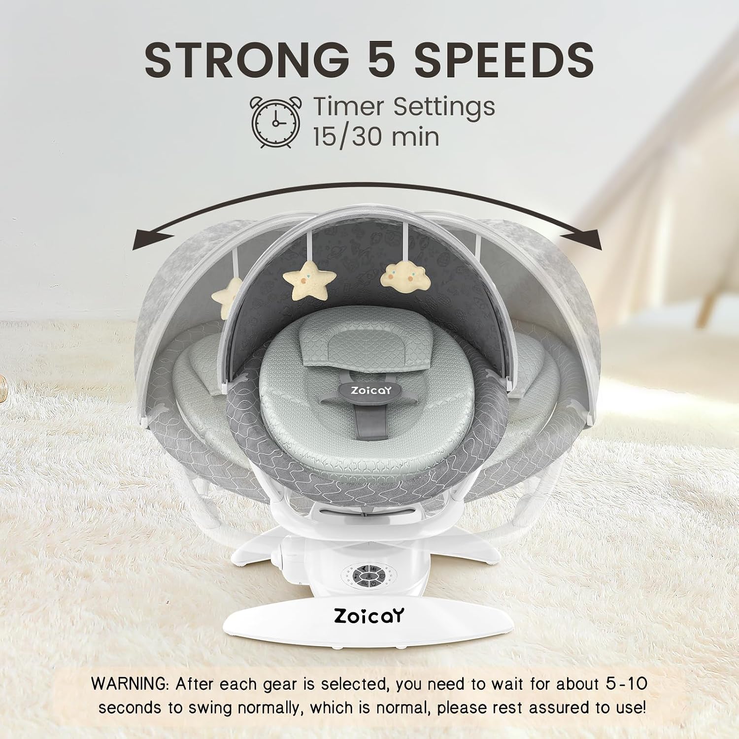 3-in-1 Baby Swing for Infants, Infant Swing with 5 Speeds & 3 Swing Modes, 12 Melodies, Electric Swing for Baby, Indoor & Outdoor Use, Up to 25 lbs, Gray