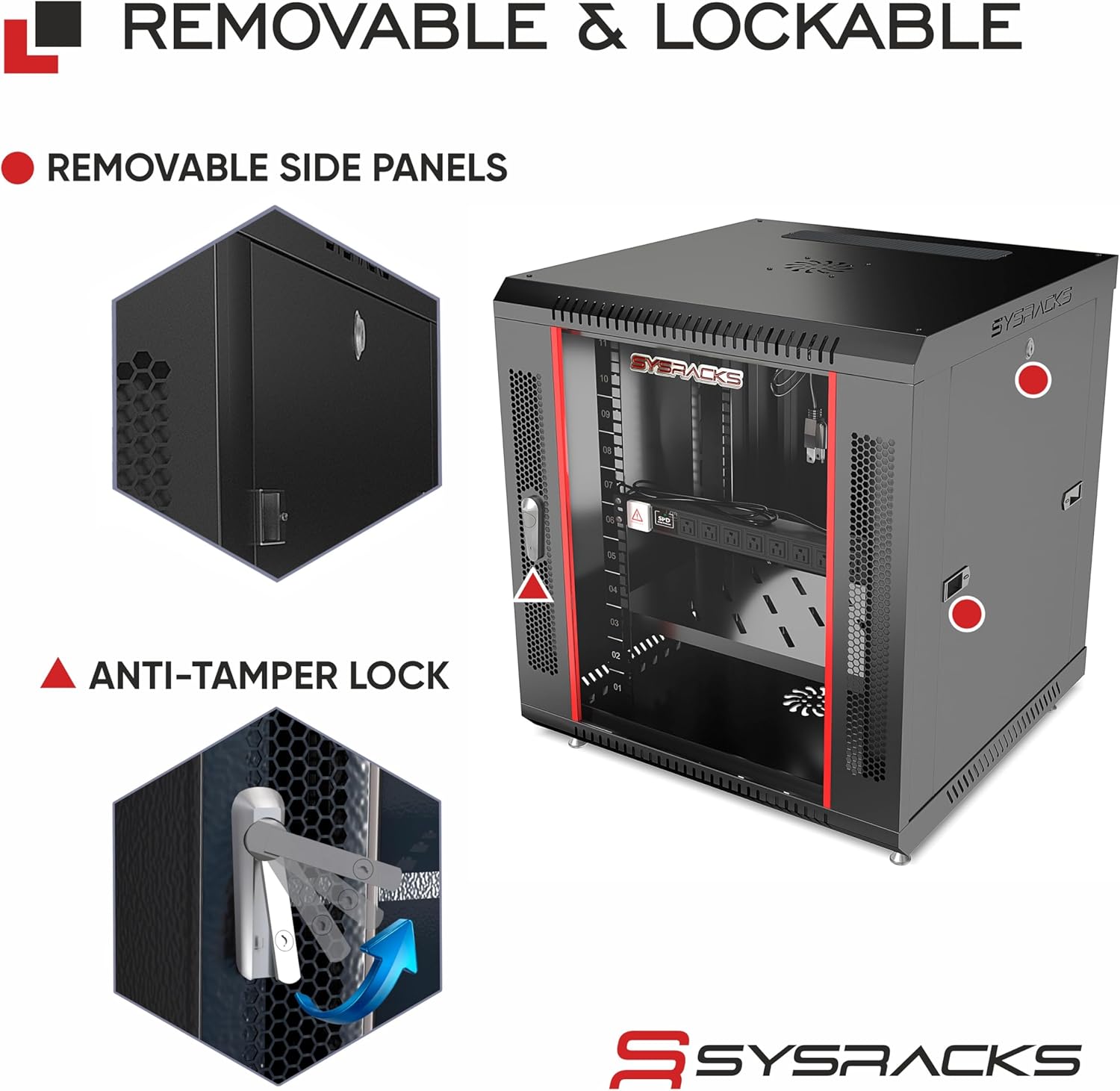 12U Wall Mount Server Rack Cabinet, 19' Locking Network Rack, 24' Deep, Glass Door, with Fan, PDU and Shelf