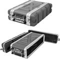 2U ABS Rack Case Shallow 8' Depth, 19' Rackmount Flight Road Travel Case, Waterproof Protective Hard Case with Customized Foam, Wireless Mic System Storage/Amp/Effect/DJ Mixer