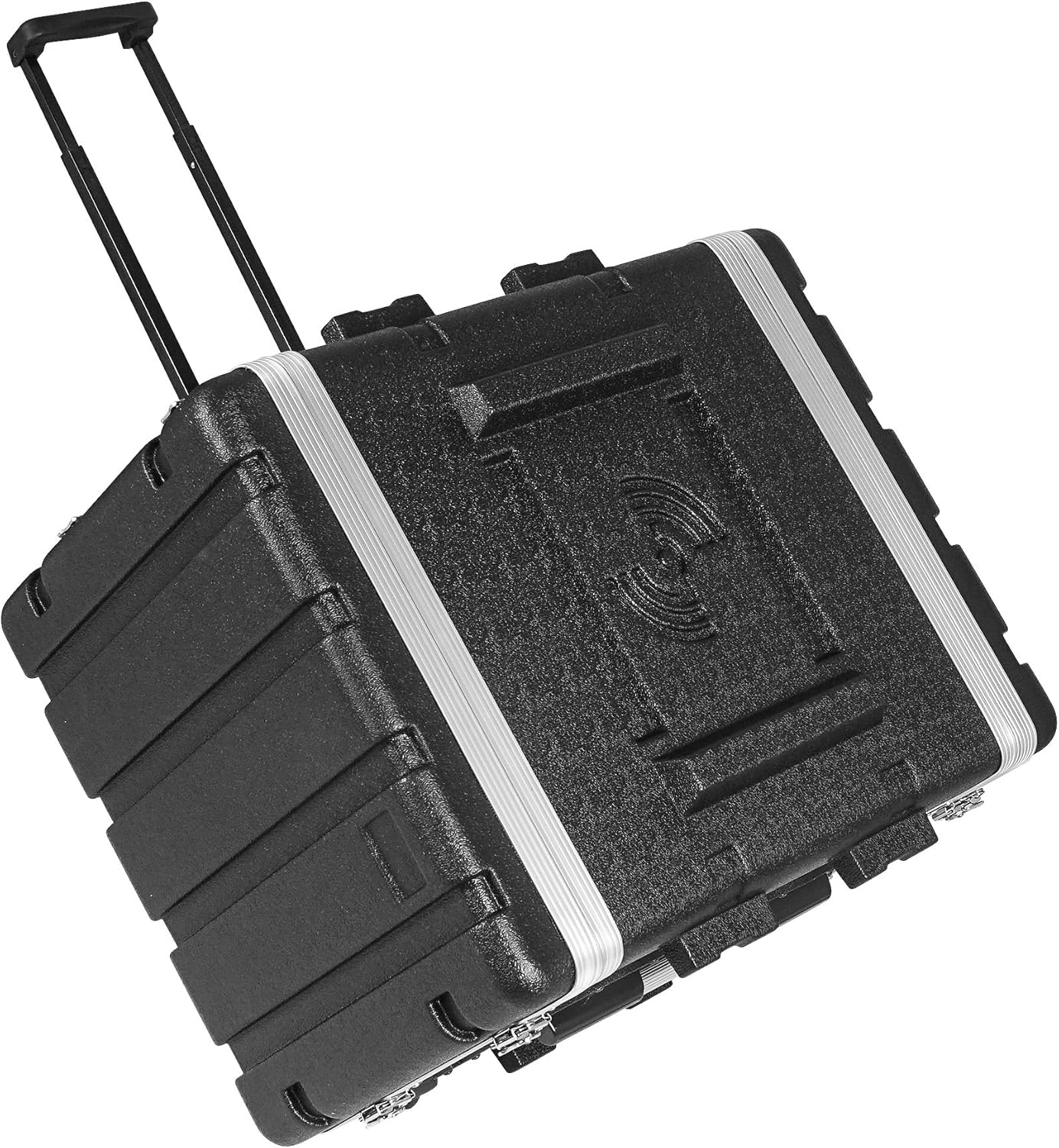 Sound Town Lightweight 8U PA DJ Rack/Road Case with 7U Rack Space, ABS Construction, 19' Depth, Retractable Handle, Wheels and Heavy-Duty Latches (STRC-A8UT)