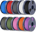 SUNLU PLA Matte 10KG Bundle PLA 3D Printer Filament, PLA Filament 1.75mm, 10 Colors, Matte Finish, 1kg Spool, Black+White+Grey+Olive Green+Red+Blue+Pink+Orange+Purple+Clay