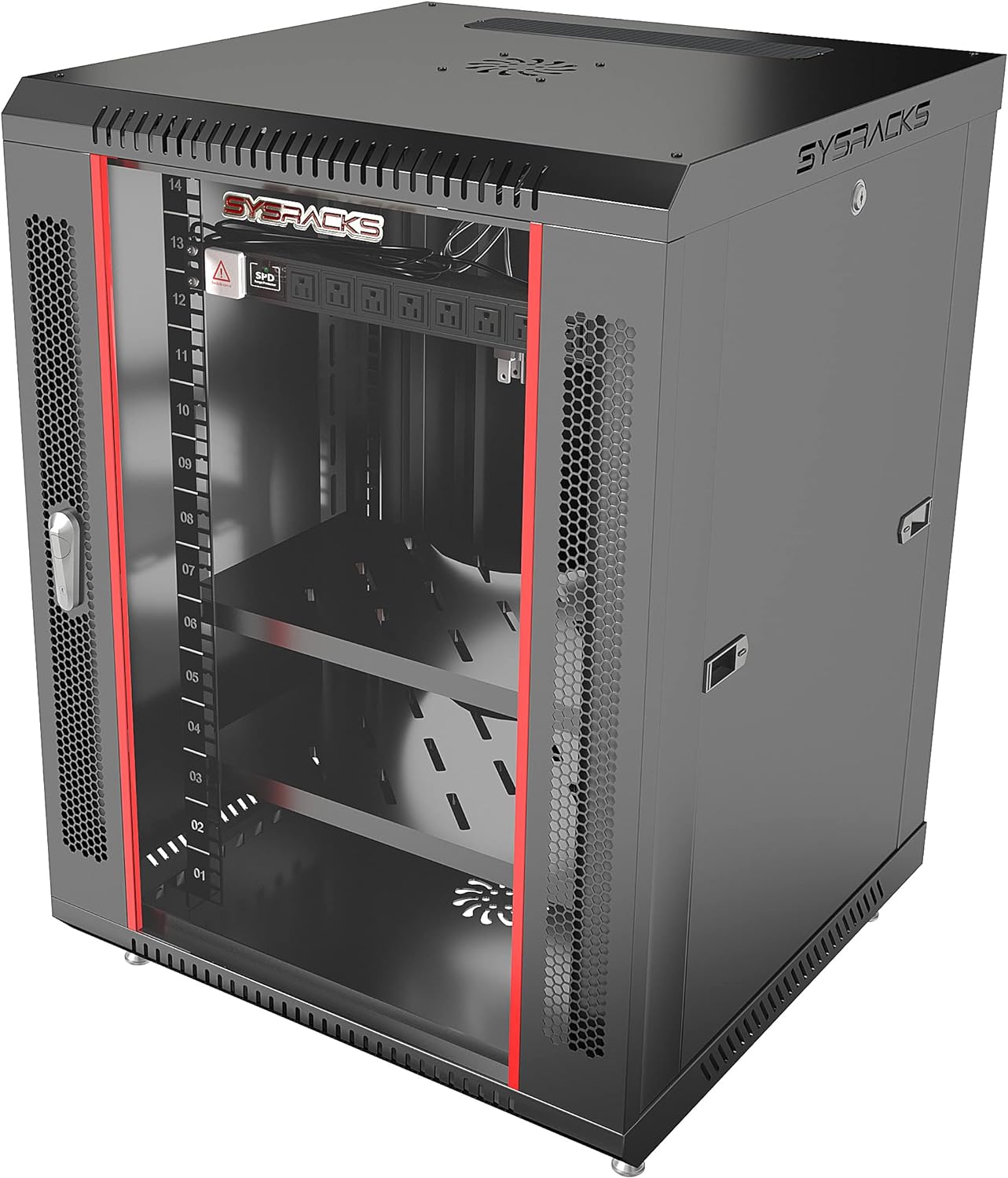 15U Wall Mount Home Lab Server Rack – 19' Locking Network Cabinet, 18' Deep Router & AV Rack with Fan, PDU and Shelf for NAS, Switches and Home Network Equipment