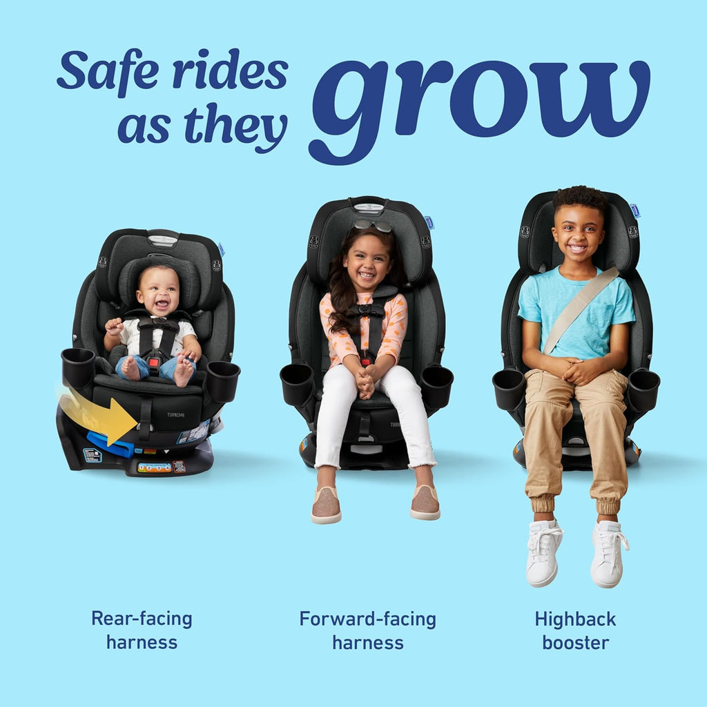 Graco® Turn2Me 3-in-1 Convertible Car Seat London featuring Headrest and Harness Adjust Easy Installation and Steel Reinforced Frame