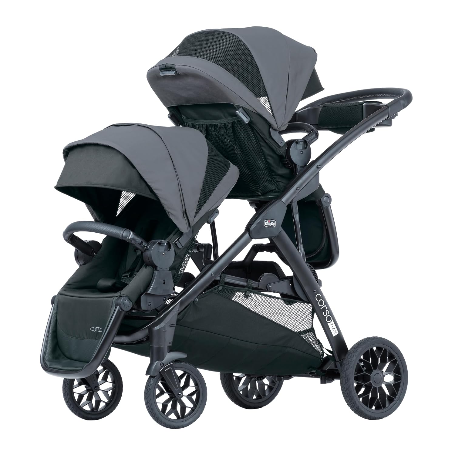 Chicco Corso Flex Full-Sized Modular Toddler Seat, Second Seat for Corso Flex Convertible Stroller to Convert into a Twin or Double Stroller, for Children up to 40 lbs., Legend/Black