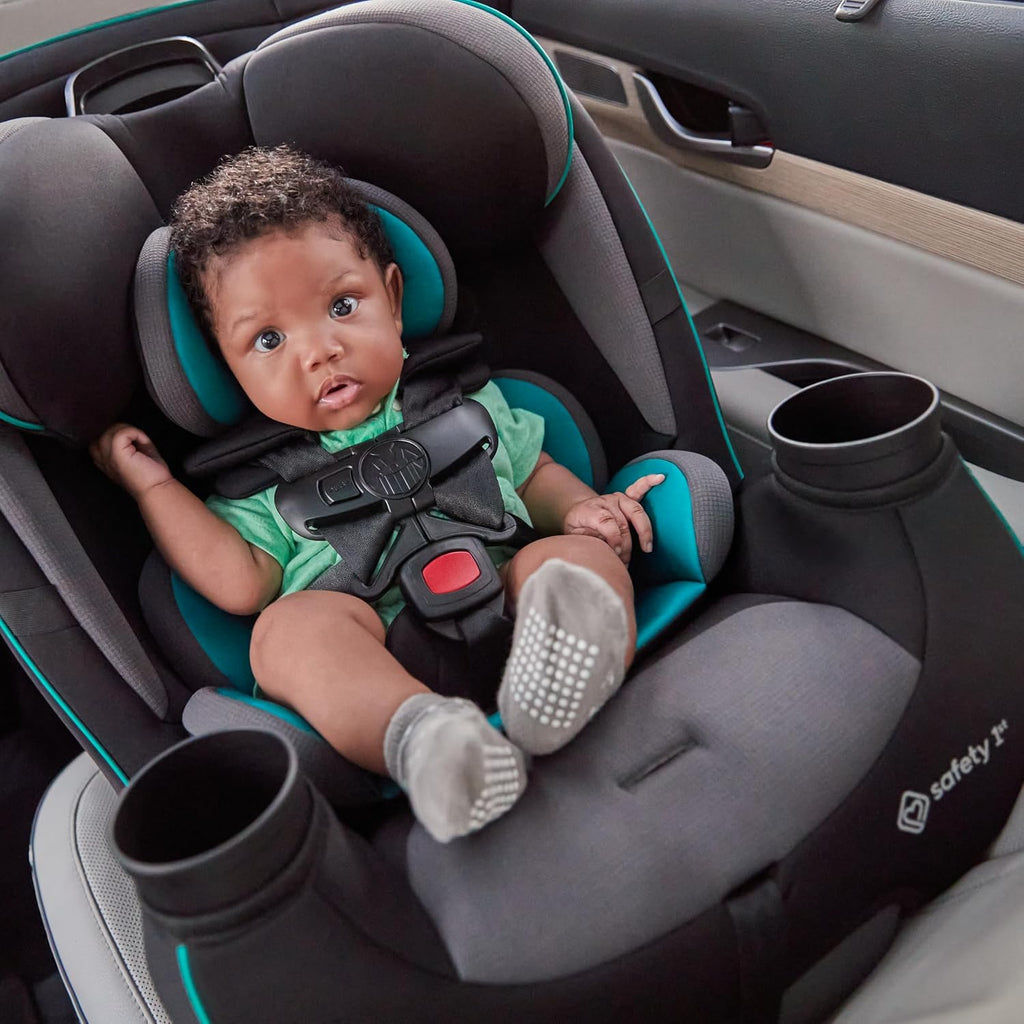 Safety 1st Grow and Go All-in-One Slim Convertible Car Seat, Rear Facing, 5-40 lbs, Forward Facing (30–65 lbs), High Back Booster Seat 40-100 pounds, Green Gables