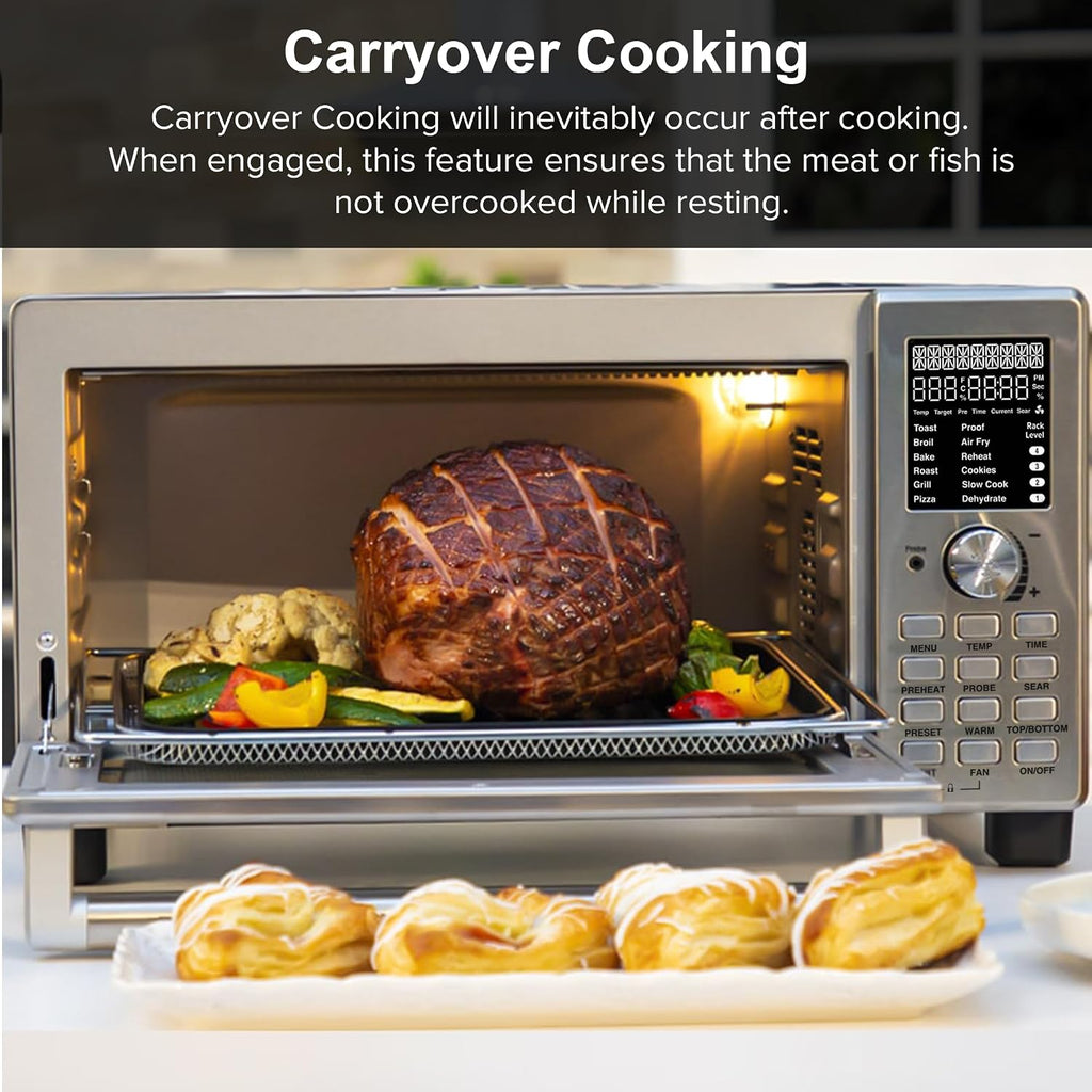 Nuwave Bravo Pro Countertop Convection Oven, 90% Less Oil, multi-Layer Cooking, Cool White Display, Integrated Probe, Improved 100% Convection, 30QT, PFAS Free (Bravo XL Pro)