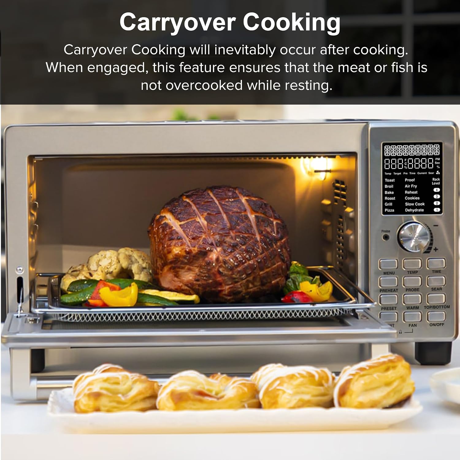 Nuwave Bravo Pro Countertop Convection Oven, 90% Less Oil, multi-Layer Cooking, Cool White Display, Integrated Probe, Improved 100% Convection, 30QT, PFAS Free (Bravo XL Pro)