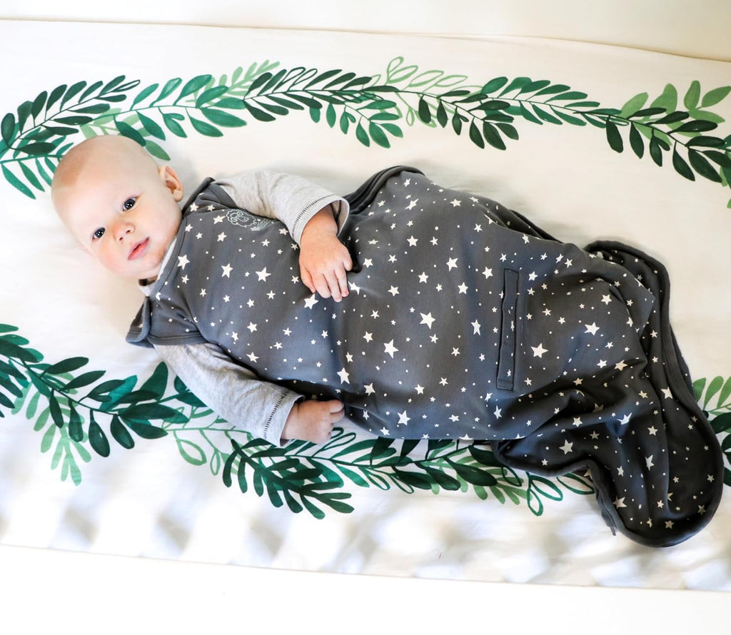Woolino 4 Season Ultimate Baby Sleep Sack – Merino Wool Baby Sleep Bag, Organic Cotton, Temperature Regulating Wearable Blanket, Adjustable Sleep Sack 2–24 Months, All Season - Star Gray