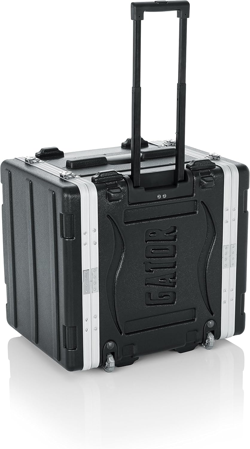 Gator Cases Lightweight Rolling 8U Rack Case with Heavy Duty Latches, Retractable Tow Handle, and Recessed Wheels, Standard 19.25' depth (GRR-8L)