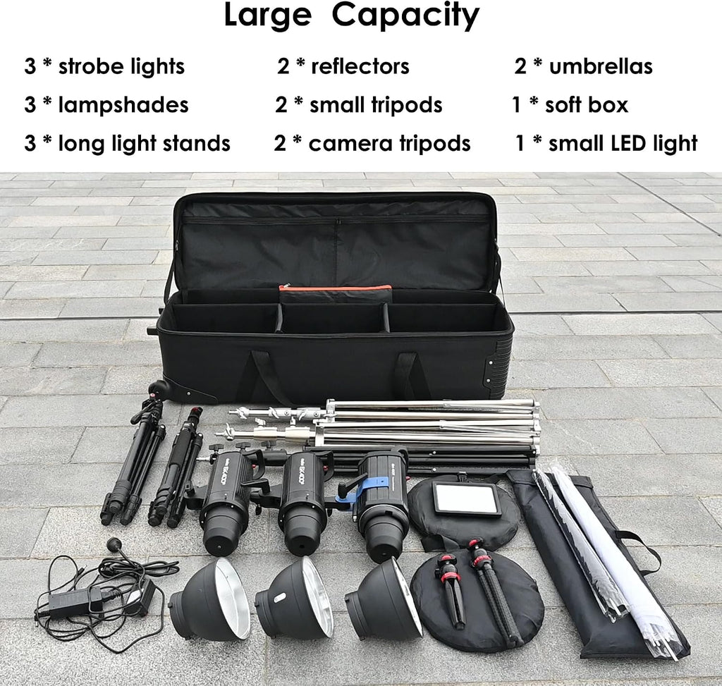 MagicLine Studio Trolley Case 47.2x15x13 inch/120x38x33 cm, Rolling Camera Case, Carrying Bag with Wheels for Photo Video Studio Gears, Light Stands, Tripods, Strobes and Studio Lights, Telescopes.