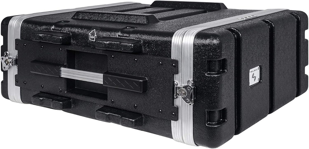 Sound Town Lightweight 4U PA DJ Rack/Road Case with ABS Construction, 19' Depth and Heavy-Duty Latches (STRC-A4U)