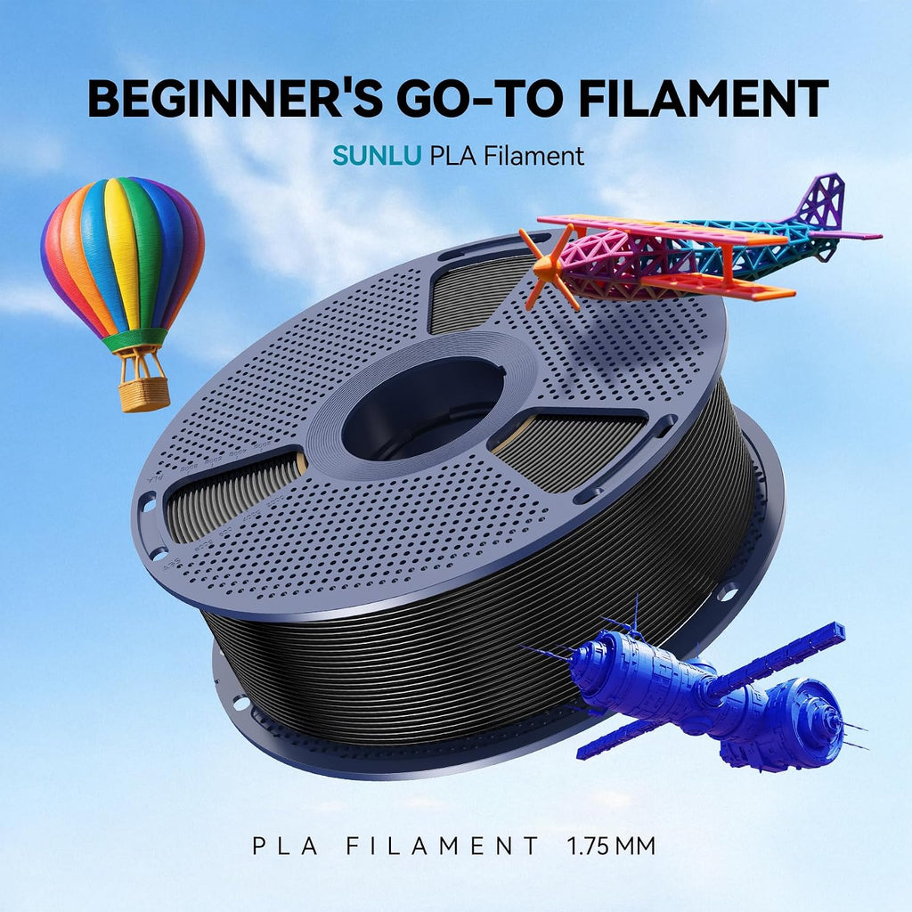 SUNLU 3D Printer Filament 10kg Bundle, Neatly Wound PLA Filament 1.75mm ±0.02mm, Individually Vacuum-Sealed,1kg per Spool, 10 Pack, (5 spools of Black and 5 spools of White)