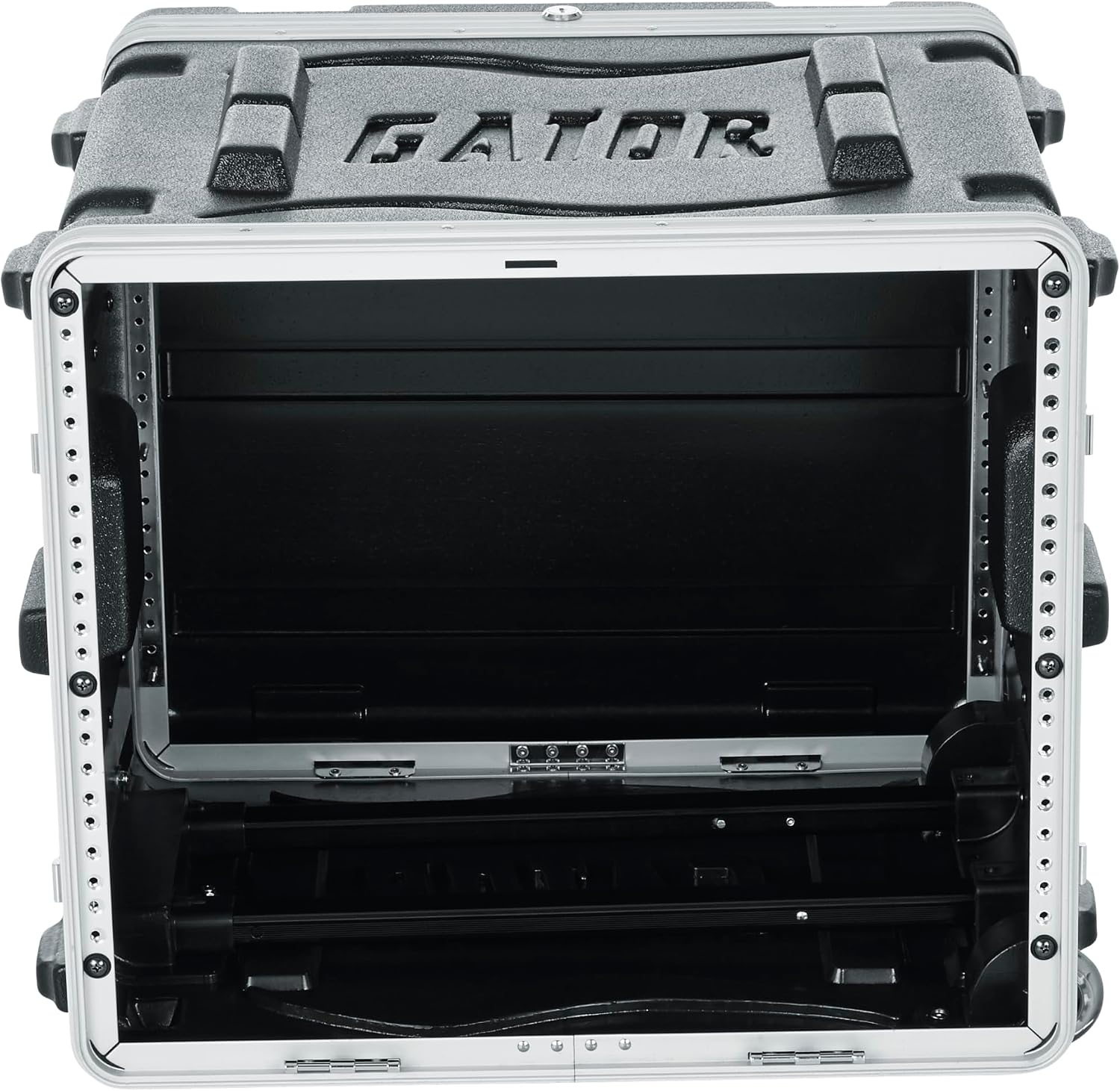Gator Cases Lightweight Rolling 8U Rack Case with Heavy Duty Latches, Retractable Tow Handle, and Recessed Wheels, Standard 19.25' depth (GRR-8L)