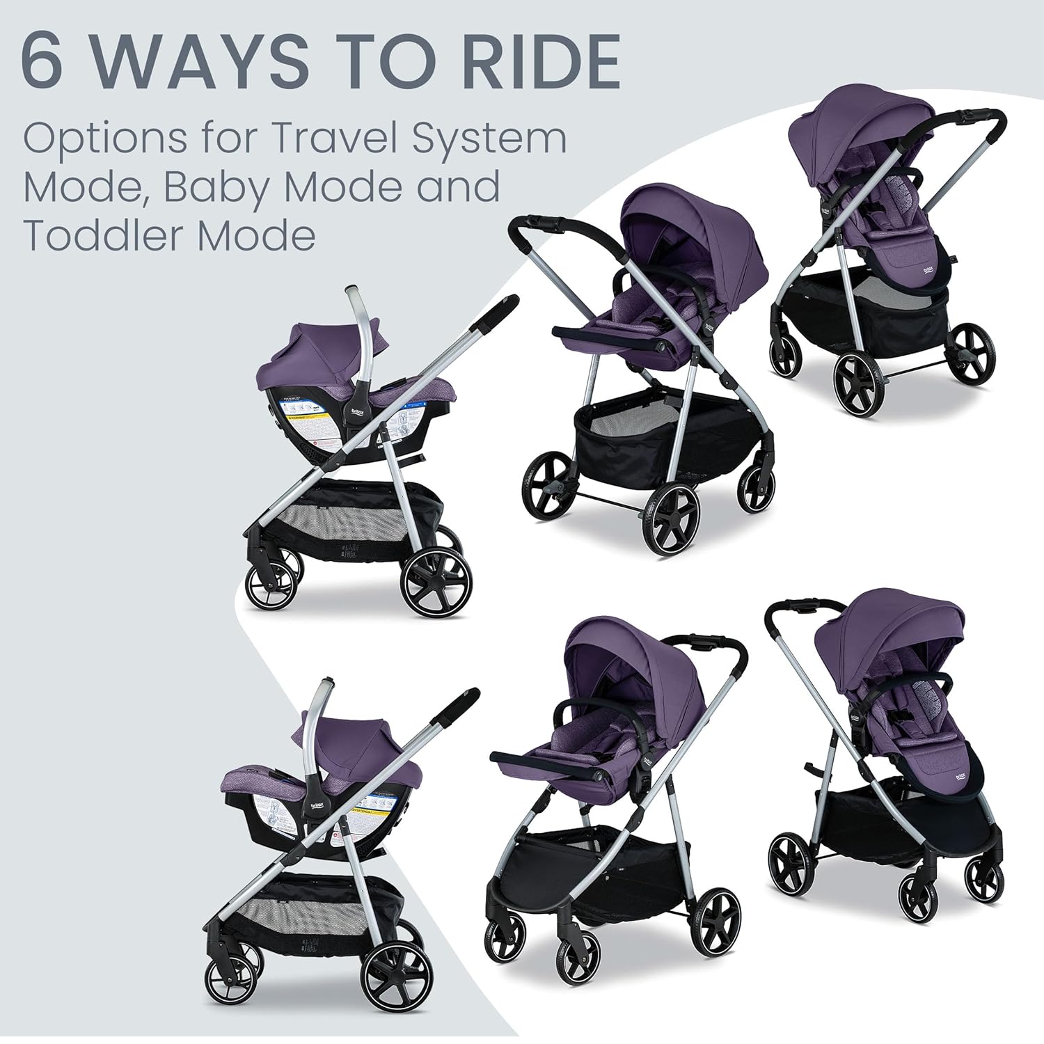 Britax Willow Grove SC Travel System, Infant Car Seat Stroller Combo with Willow SC Infant Car Seat, Alpine Base, and Grove Stroller; ClickTight Technology, SafeWash & StayClean Fabrics — Pindot Iris