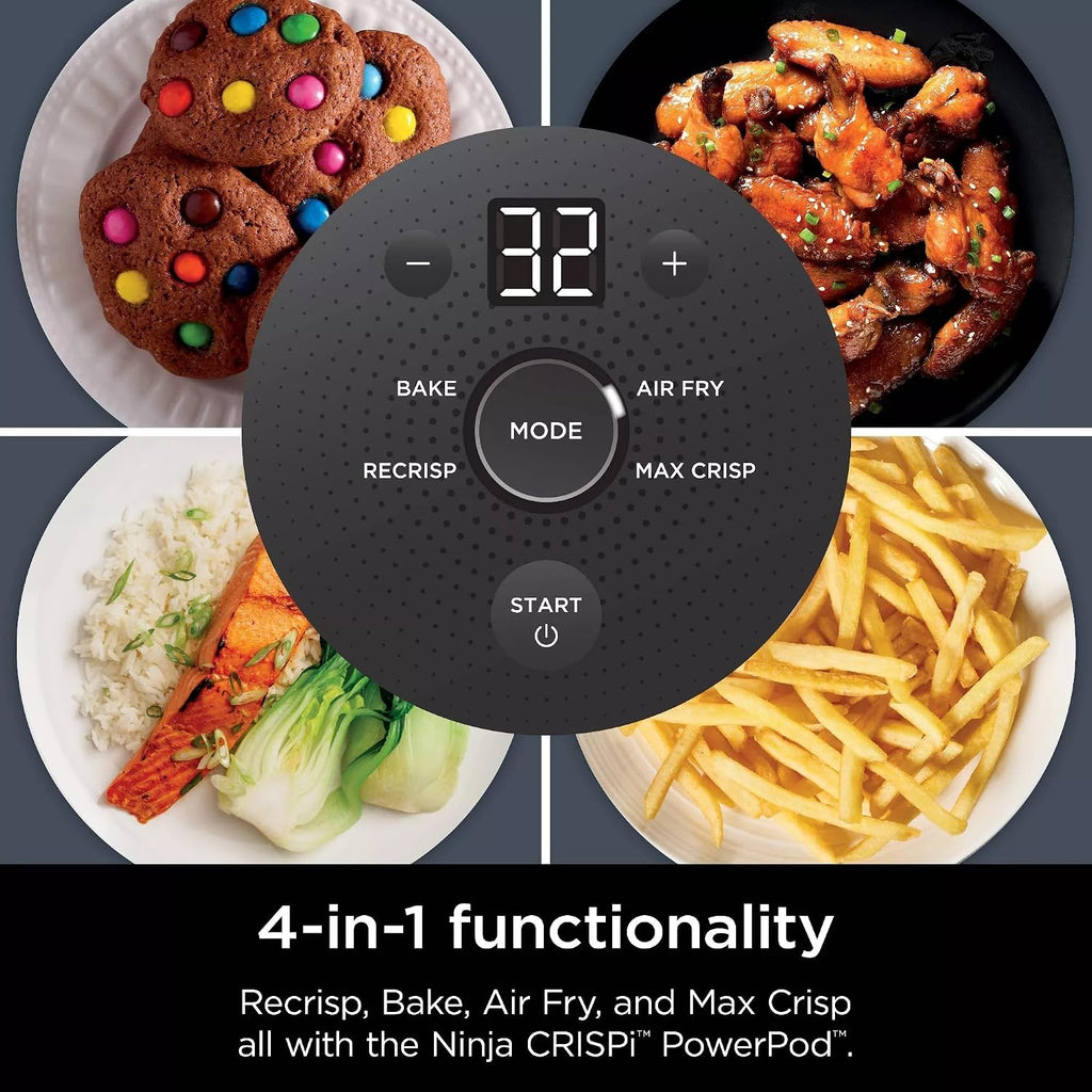 Ninja Crispi Air Fryer, Microwave, Freezer & Dishwasher Safe, Non Toxic Glass Portable Cooking System, 4 QT & 6 Cup Glass Containers with Storage Lids, Easy Meals, Air Fry, Bake, Blue (Renewed)