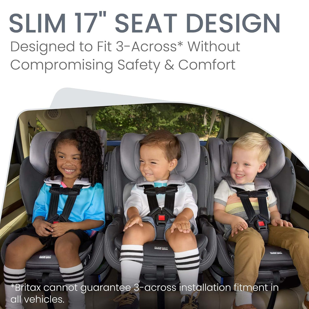 Britax Poplar S Convertible Car Seat, 2-in-1 Car Seat Extended Rear Facing, 17' Slim Car Seat Design with Fast & Easy ClickTight Installation, Anti-Rebound Bar & SafeWash Fabrics — Glacier Graphite