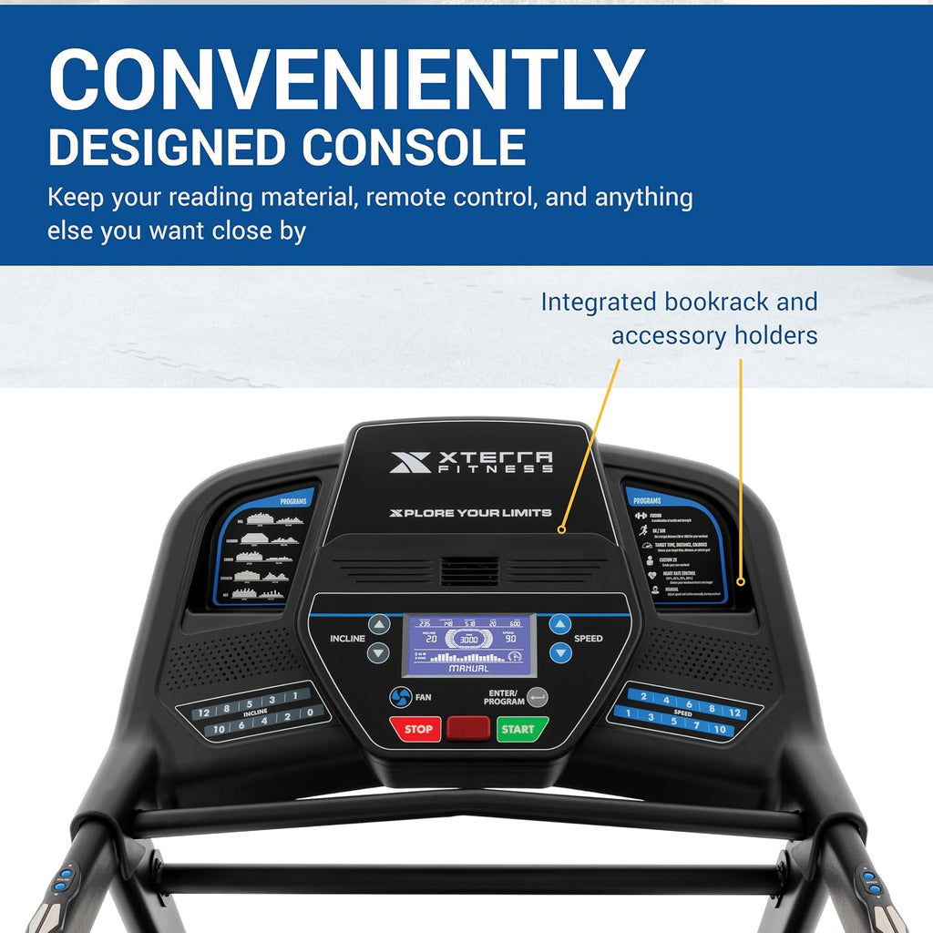 Xterra Fitness Sport Series Premium Folding Smart Treadmill, Handlebar Speed and Incline Controls, Large XTRASoft Cushioned Running Deck, Built-in FTMS-Enabled Bluetooth with XF Connect Fitness App