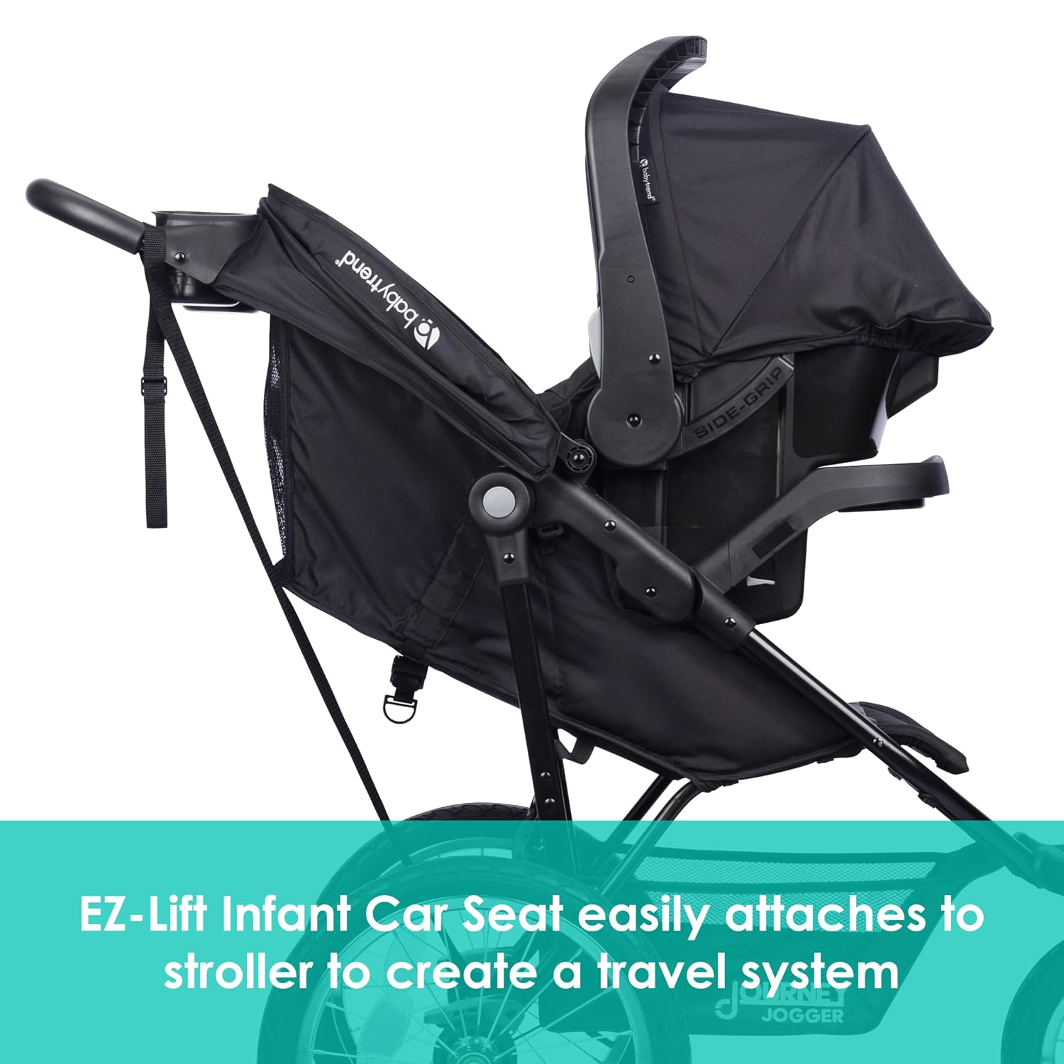 Baby Trend Journey Jogger Travel System with EZ-Lift Infant Car Seat, Stellar Black