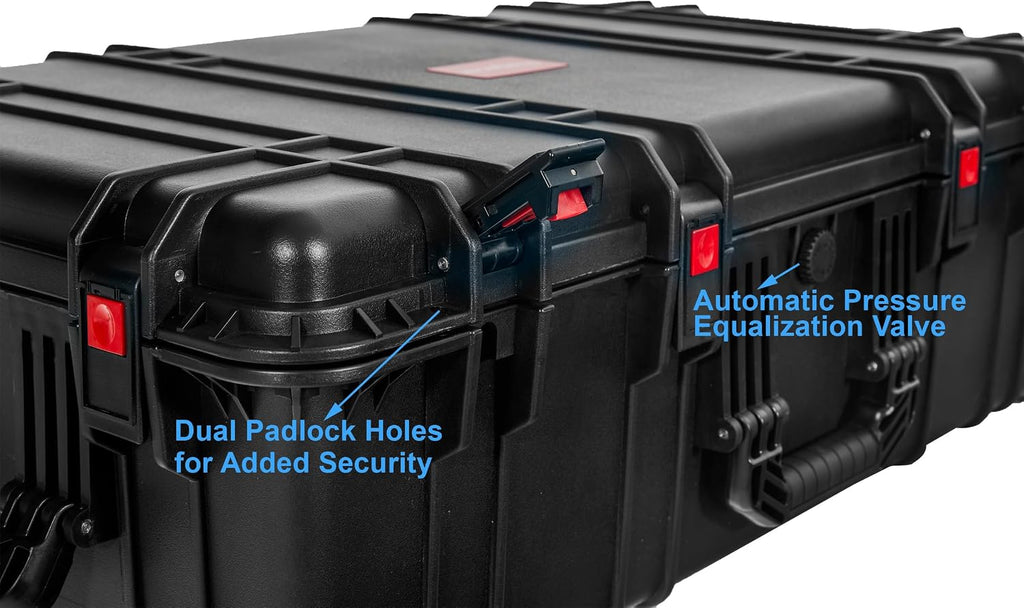 Regetek Waterproof Rolling Hard Case 35 x 20.5 x 12 Inch, Equipment Case with Foam/Wheels/ 3 Large Handles for Camera, Tool, Electronics Transport, Shockproof, Lockable, Inner 31.5' x 17.7' x 7.5'