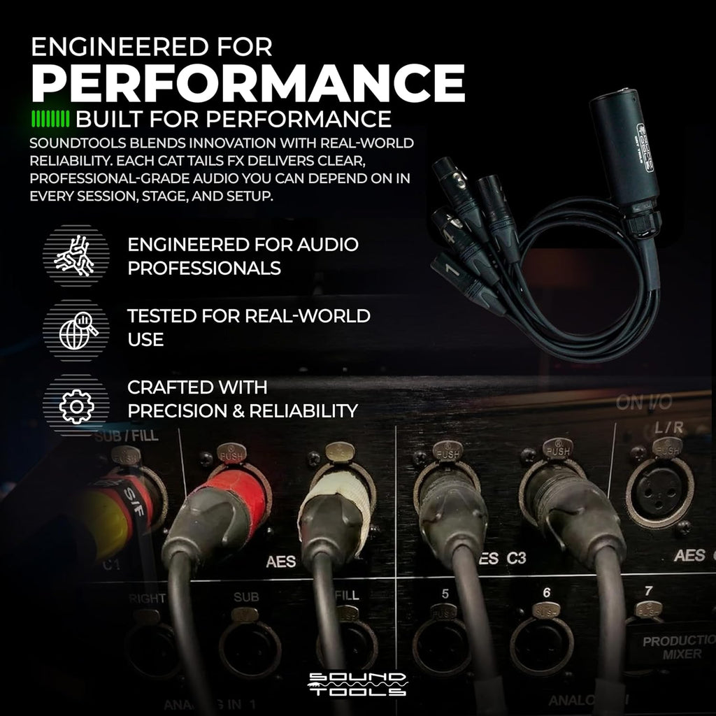 Sound Tools CAT Tails FMX – 4 Channel 2 Male + 2 Female XLR to EtherCON Breakout Tails – Send/Return for Analog Audio Over CAT5e/6/7 – Neutrik Connectors – Aluminum Housing for Stage & Live Sound