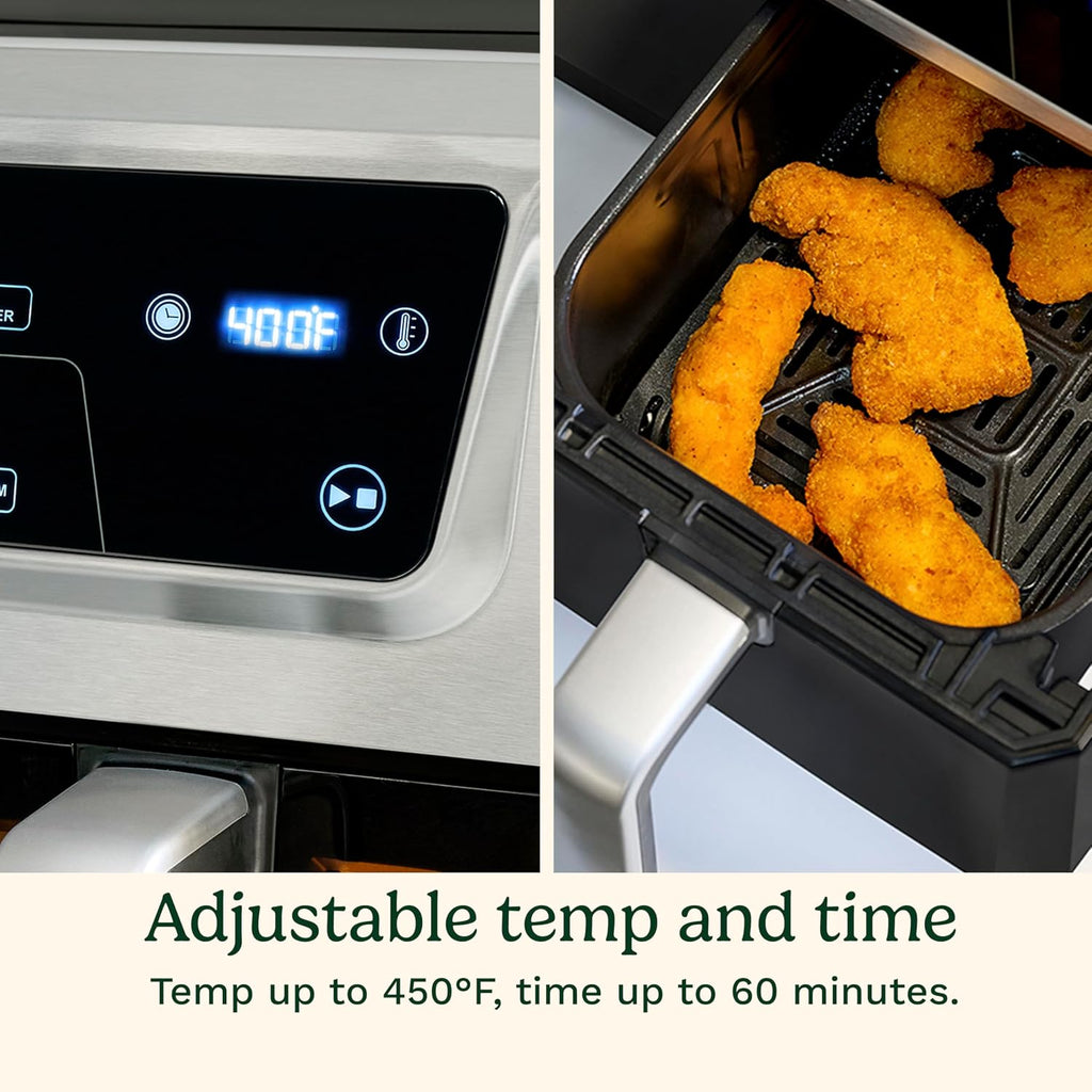Cuisinart Dual Basket Air Fryer, Two Baskets 11 Qt in Total, 6 Functions: Air Fry, Roast, Bake, Broil, Dehydrate & Keep Warm, Features Sync Finish & Sync Settings, Toss Reminder & Auto-Pause, ADZ-112