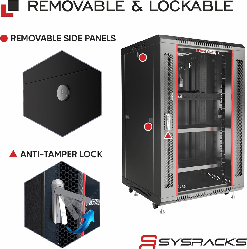 15U Wall Mount Server Rack Cabinet, 19' Locking Network Rack, 24' Deep, Glass Door, with Fan, PDU and Shelf