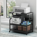 Fannova 32.3' x 18.9' Extra Large Printer Stand Table with Adjustable Storage Shelf, 3 Tier Rolling Printer Cart with Industrial Wheels for Home Office, Black