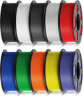 ANYCUBIC PLA Filament 1.75mm Bundle, 3D Printer Filament 1.75mm Dimensional Accuracy +/- 0.02mm, 1KG Spool, Black, White, Texture Grey, Clear, Red, Blue, Green, Orange, Yellow, Purple, 10KG in Total