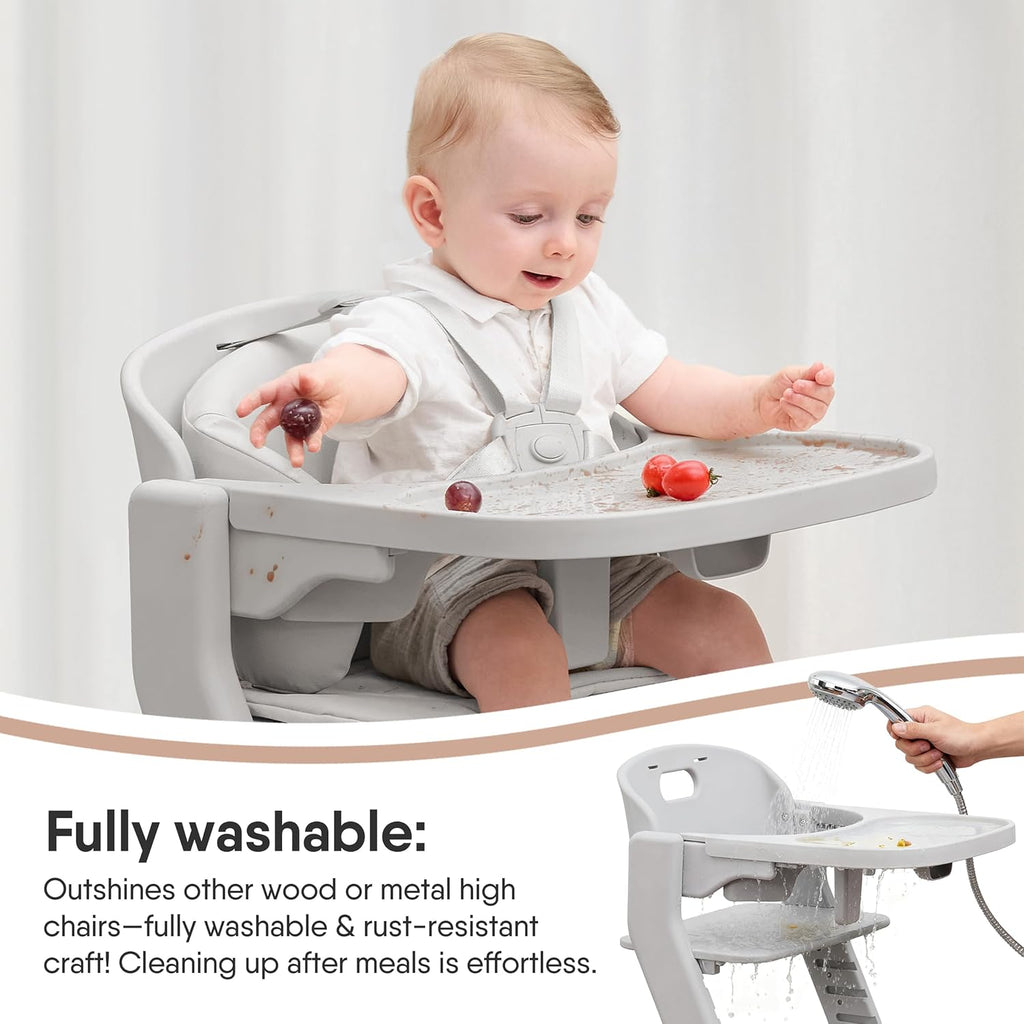 Obee Odee Full-Body Washable Baby High Chair with Soft Cushion, Adjustable for 6 Months to 220 Lb - Multifunctional and Convertible High Chairs for Babies and Toddlers -Portable and Easy Operation