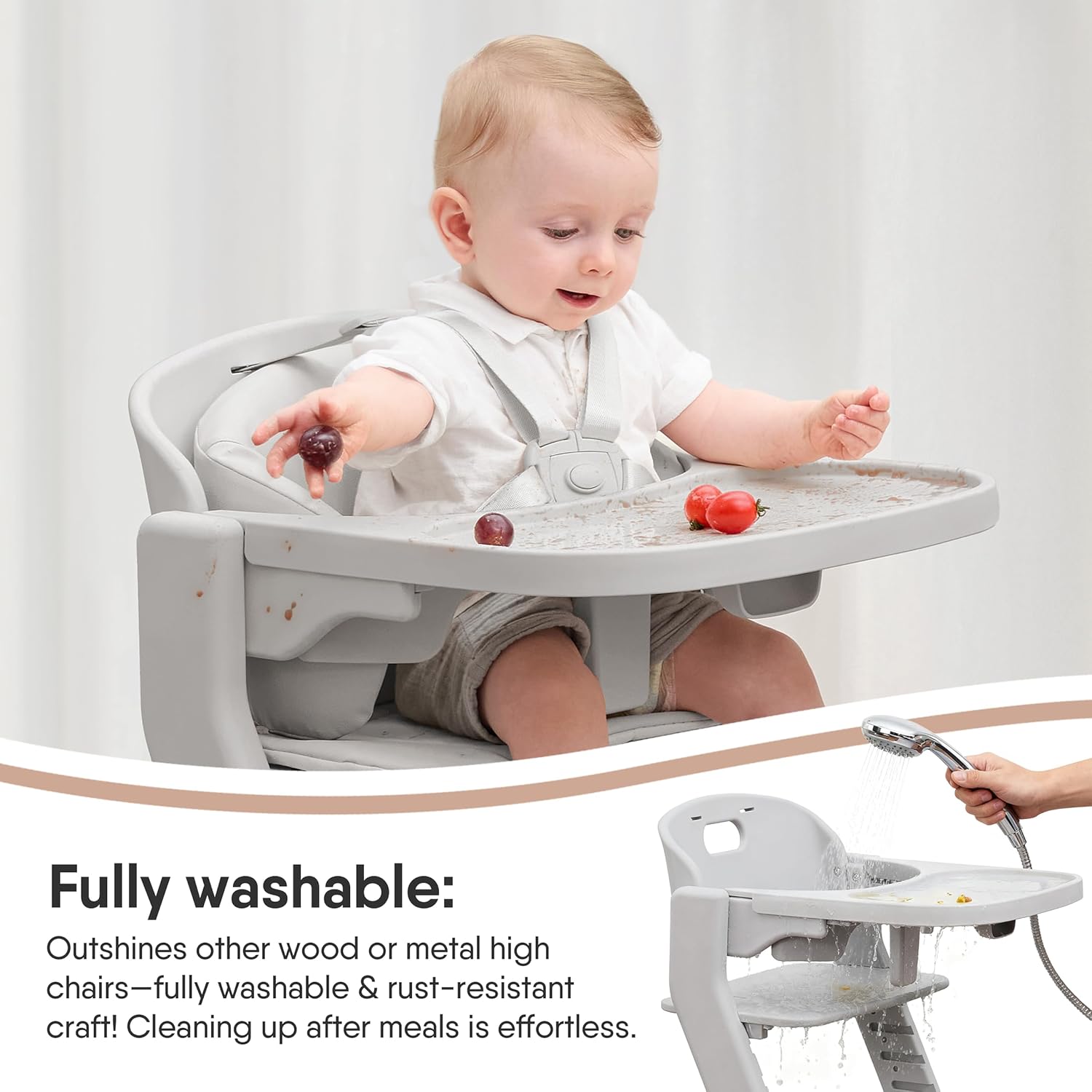 Obee Odee Full-Body Washable Baby High Chair with Soft Cushion, Adjustable for 6 Months to 220 Lb - Multifunctional and Convertible High Chairs for Babies and Toddlers -Portable and Easy Operation