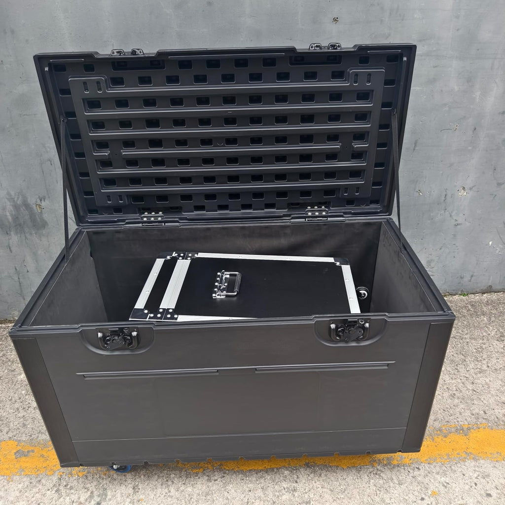 Cable Trunk Road Case Professional Stackable ATA Rolling Storage Road Cases with Wheels Lockable Casters Waterproof Touring Utility Tours for Pro Audio & DJ Equipment (44x22x24 Inches)