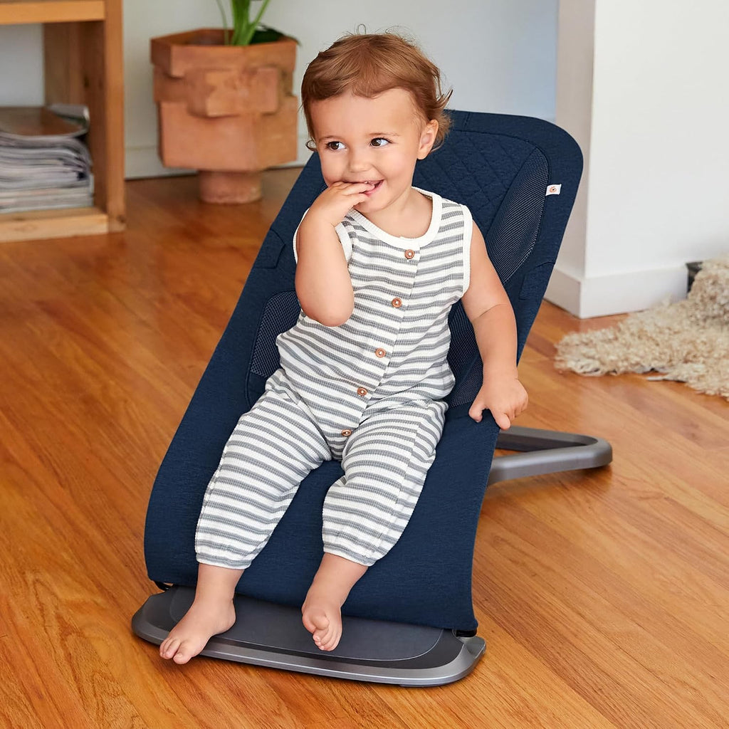 Ergobaby Evolve 3-in-1 Bouncer, Adjustable Multi Position Baby Bouncer Seat, Fits Newborn to Toddler, Midnight Blue