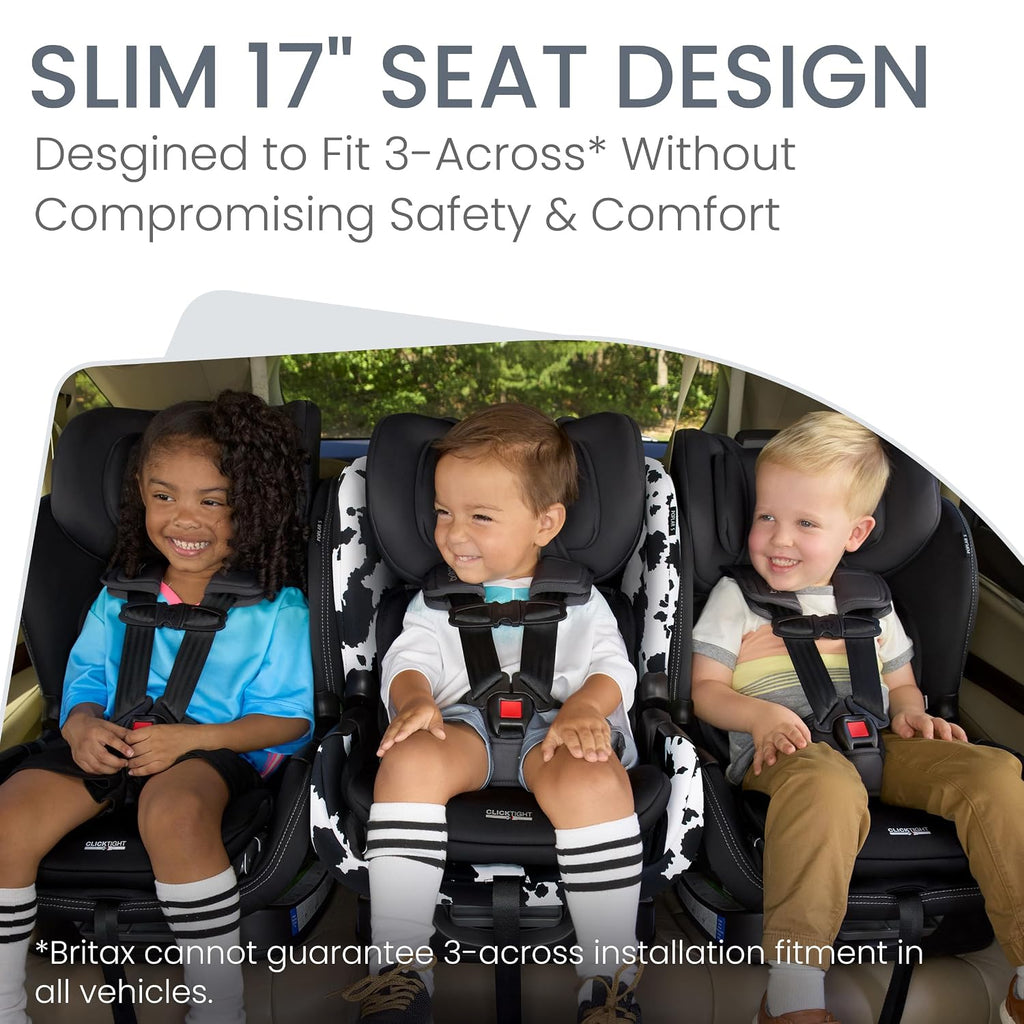 Britax Poplar S Convertible Car Seat, 2-in-1 Car Seat Extended Rear Facing, 17' Slim Car Seat Design with Fast & Easy ClickTight Installation, Anti-Rebound Bar & SafeWash Fabrics — Cowmooflage