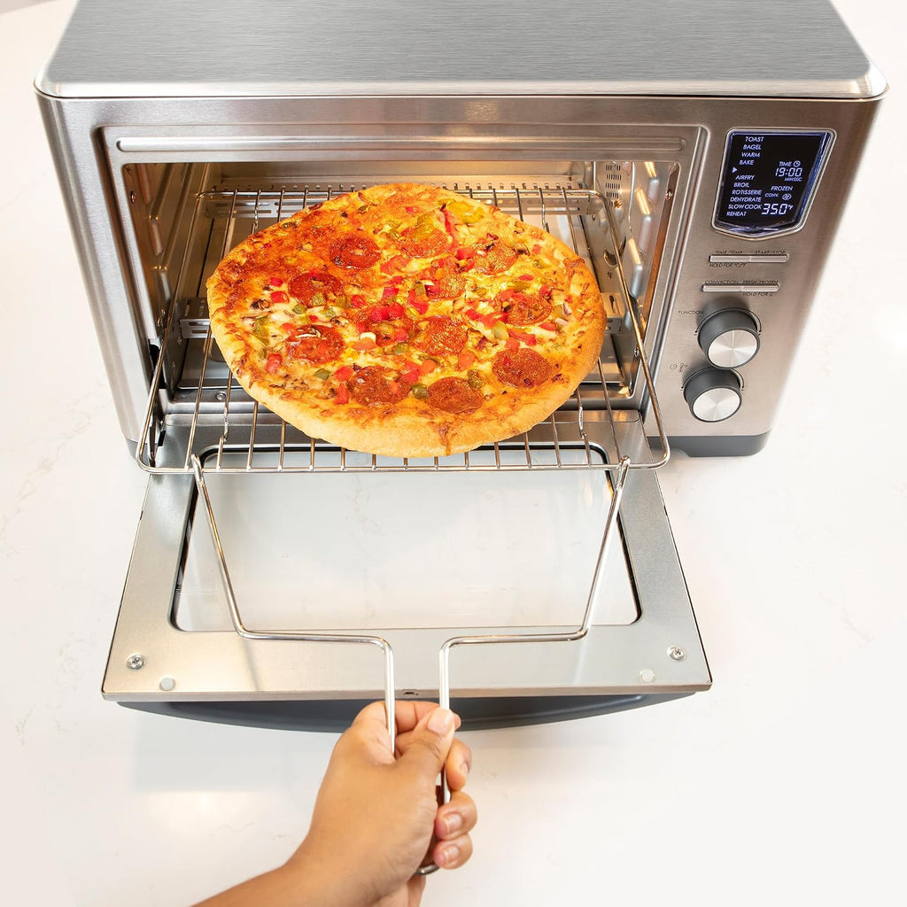 Kenmore Digital 11-In-1 Air Fryer Toaster Oven Combo 26 Qt Convection Rotisserie Dehydrator Bake Broil 1800 Watts 80°-450°F Temp Controls Top & Bottom Heater Adjustments Stainless Steel Large Capacity