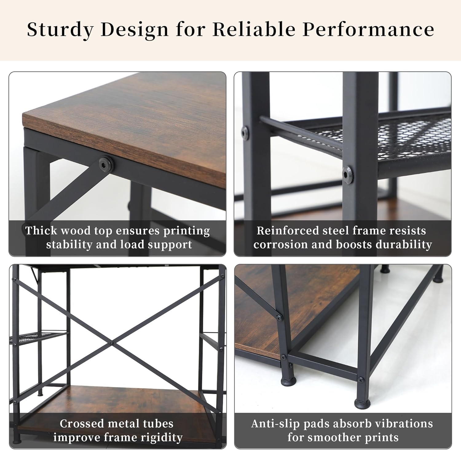 Upgraded 3D Printer Stand, Large 3D Printer Filament Storage Rack for Home Office, 2-Tier Under Desk 3D Printer Table Desk with Filament Storage for Printer Accessories Garage Workshop Studio