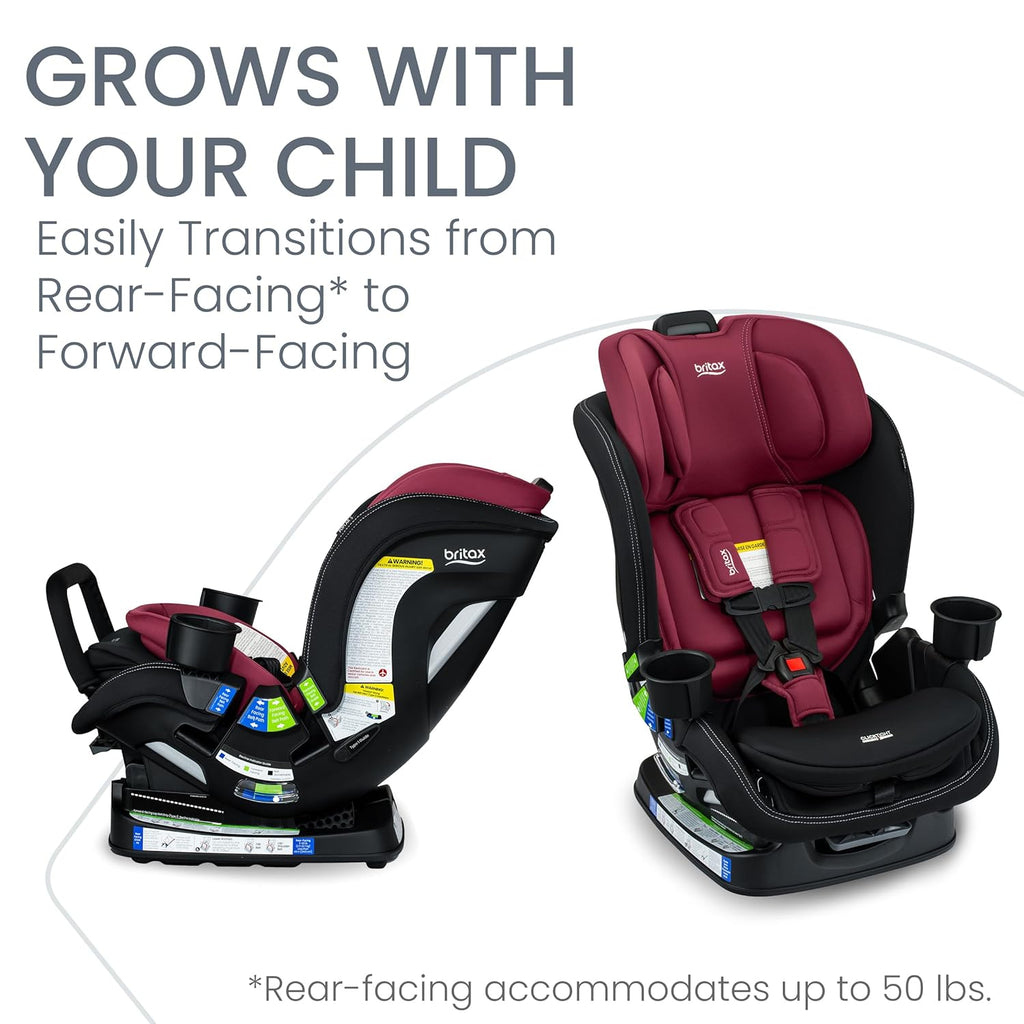 Britax Poplar S Convertible Car Seat, 2-in-1 Car Seat Extended Rear Facing, 17' Slim Car Seat Design with Fast & Easy ClickTight Installation, Anti-Rebound Bar & SafeWash Fabrics — Ruby Onyx