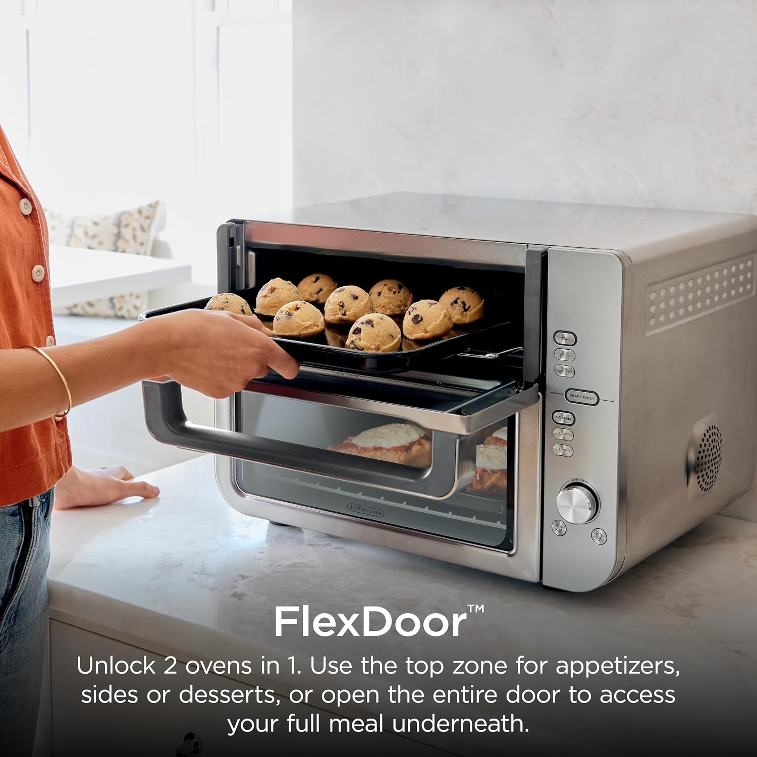 Ninja Air Fryer Toaster Oven Combo | Double Stack XL | 12-in-1 | Fits 4.5 lb Chicken & 6lbs of Wings | Smart Finish Cook 2 Different Meals at Same Time | Countertop Oven | Stainless Steel | DCT601