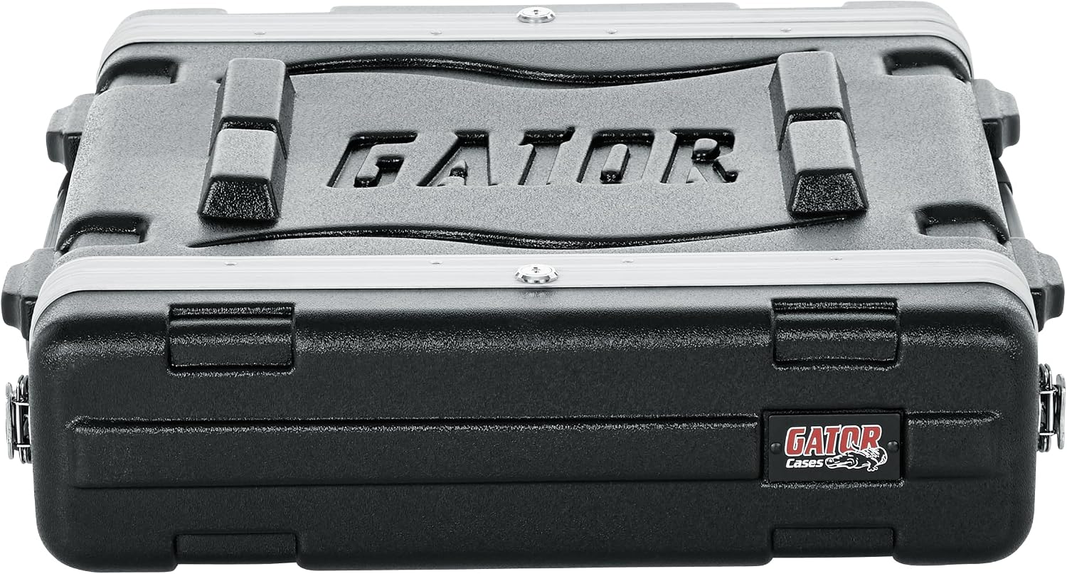 Gator Cases Soundcheck Series Lightweight Molded 2U Rack Case with Heavy Duty Latches, Standard 19.25' Depth (GR-2L)