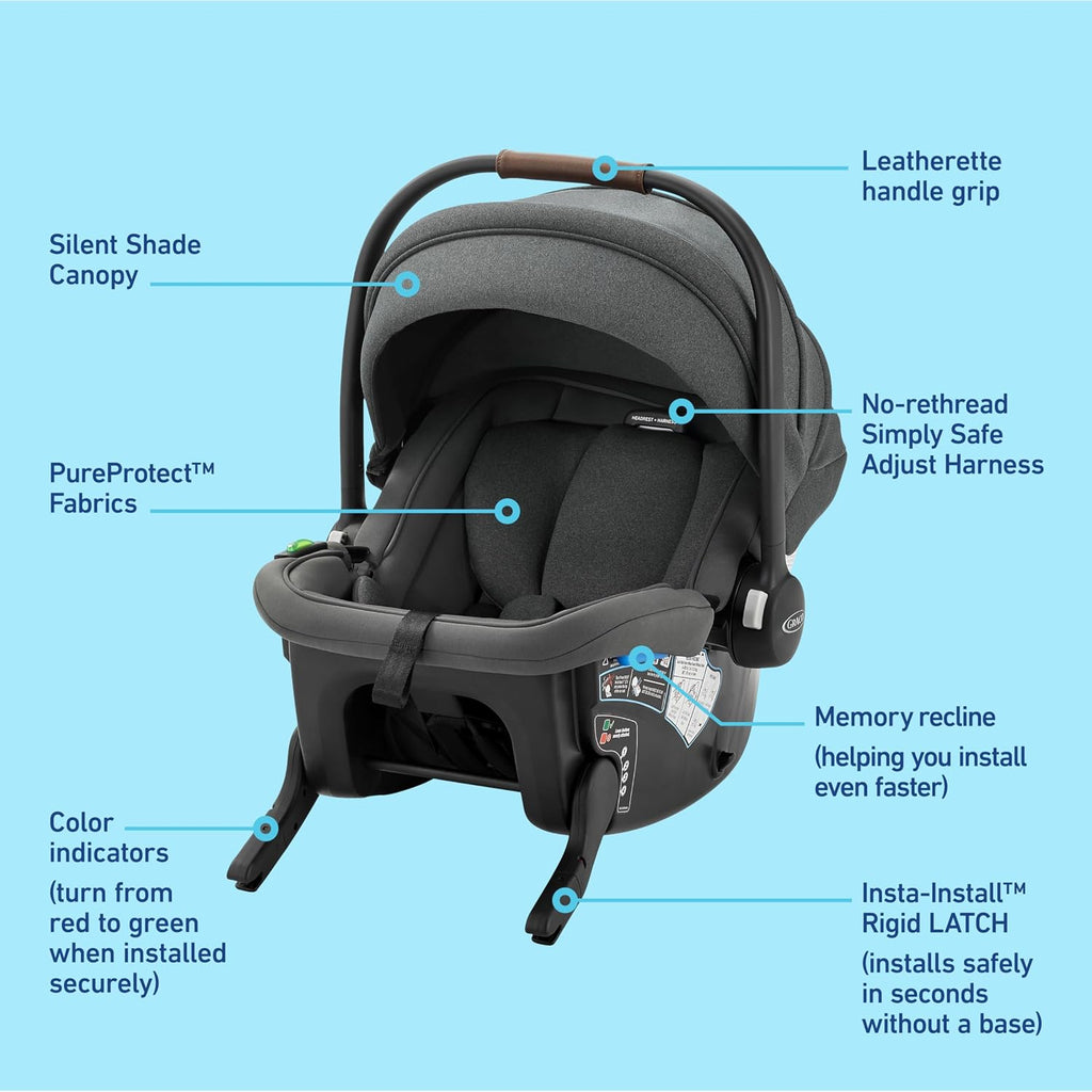Graco® Gomax Infant Car Seat, Baseless Car Seat with Canopy, Rear Facing, Lightweight Carseat