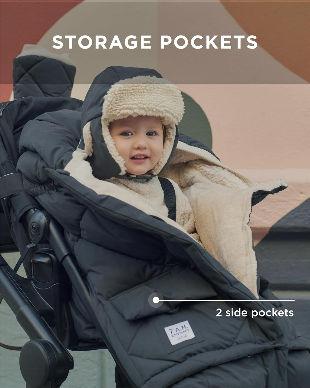 7AM Enfant Stroller Blanket 212 - Adjustable Baby Car Seat Zipped Blanket for Babies Winter, Unisex Multi Purpose Fleece Lined Warm Hooded Toddler Footmuff Water Repellent | (6M - 4T)