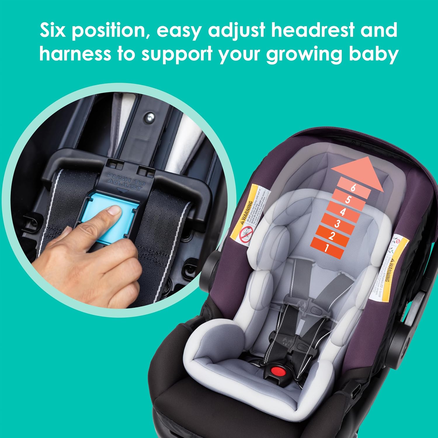 Baby Trend Secure-Lift Infant Car Seat, Dash Plum – Compact Lightweight Carrier, Infant Comfort Cushioning, Adjustable Harness Fit